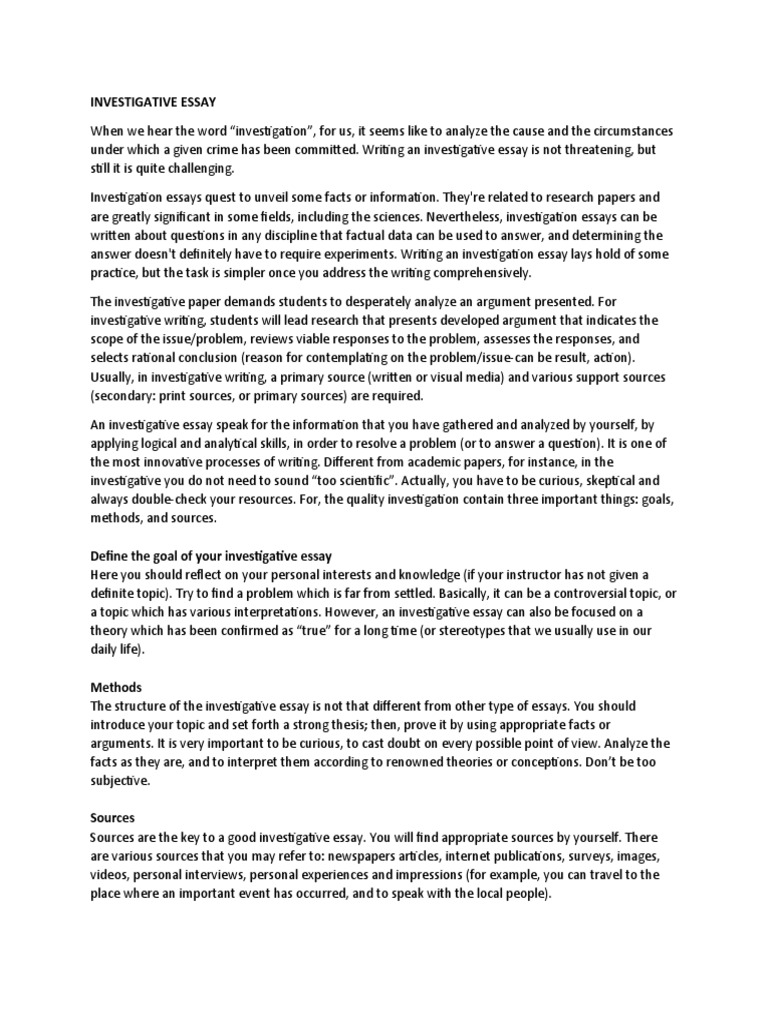 Writing an Investigative Essay Guide | PDF | Essays | Question
