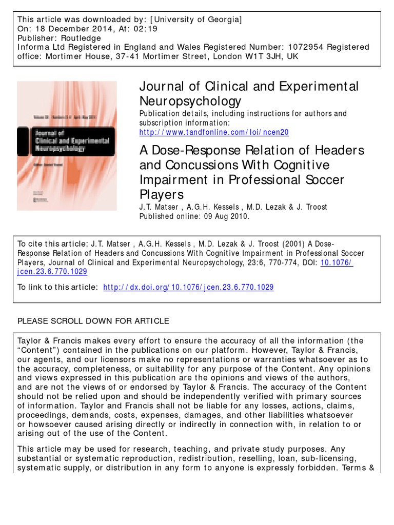 2001 A DoseResponse Relation of Headers and Concussions With