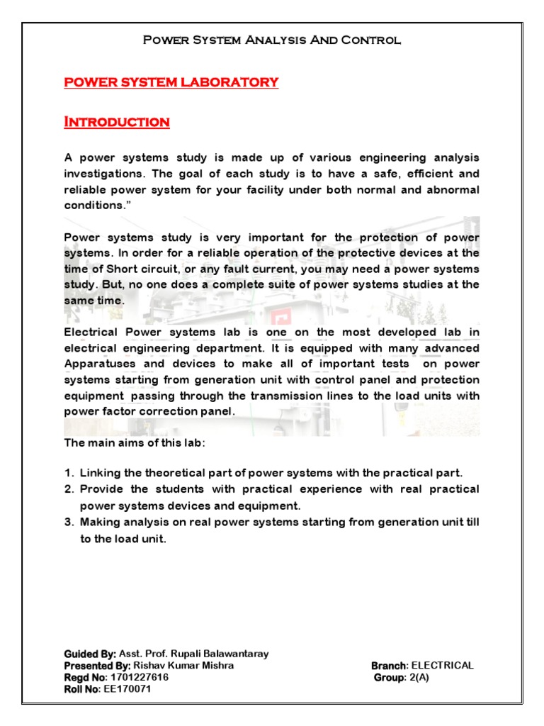 Power System Lab Analysis and Testing | PDF | Electrical Substation ...