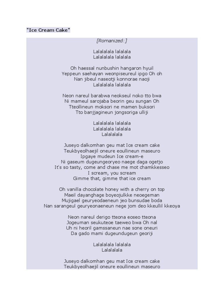 "Ice Cream Cake" (Romanized) Download Free PDF Desserts Foods