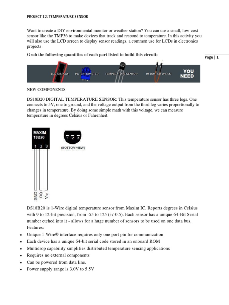 Project 12 TEMP SENSOR | PDF | Thermometer | Sensor
