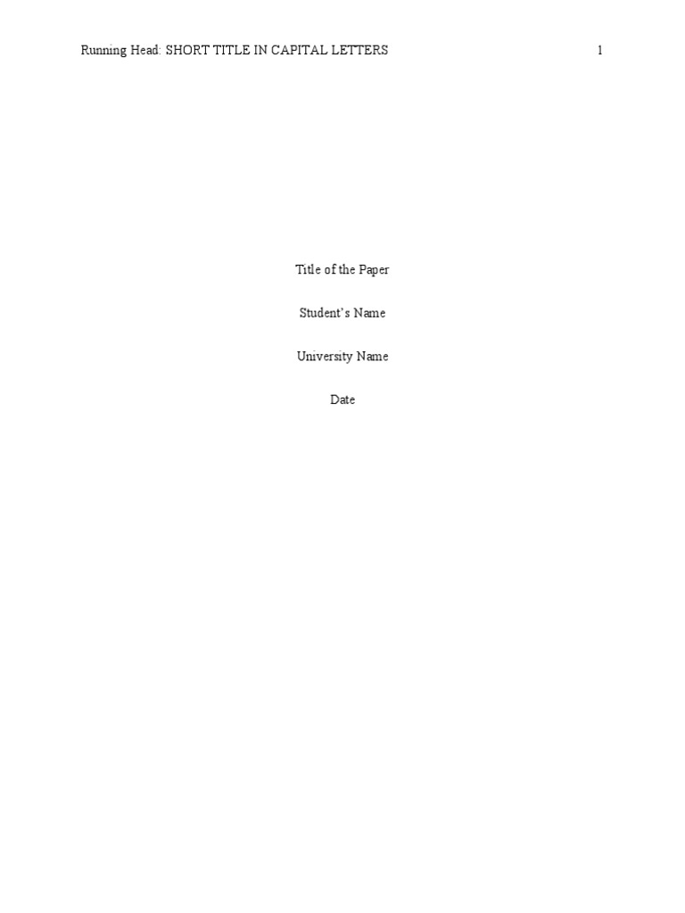 Running Head: Short Title in Capital Letters 1 | PDF