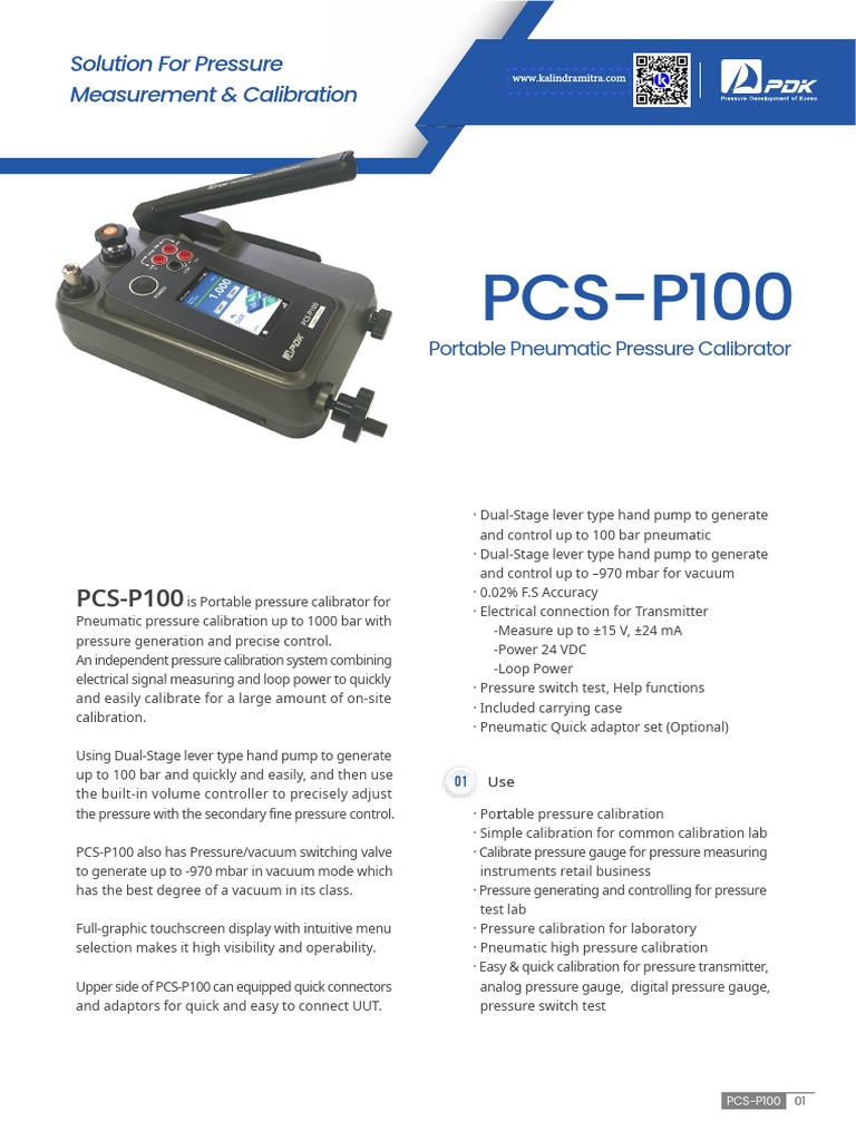 PCS-P100: Solution For Pressure Measurement & Calibration | PDF