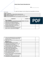 The Science School Teacher Observation Form