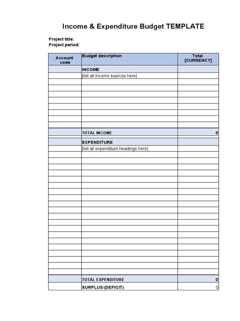 Income & Expenditure Budget Template | PDF