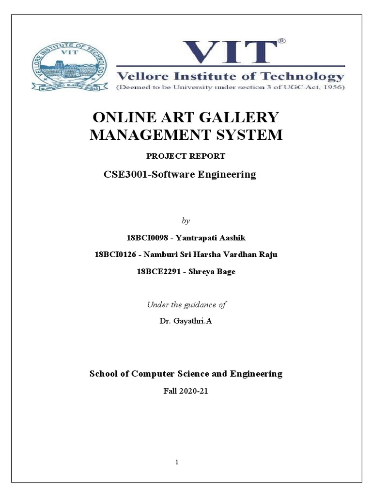 Online Art Gallery Management System CSE3001Software Engineering PDF Museum Databases