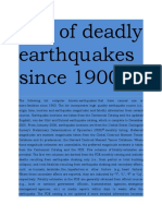 List of Deadly Earthquakes Since 1900