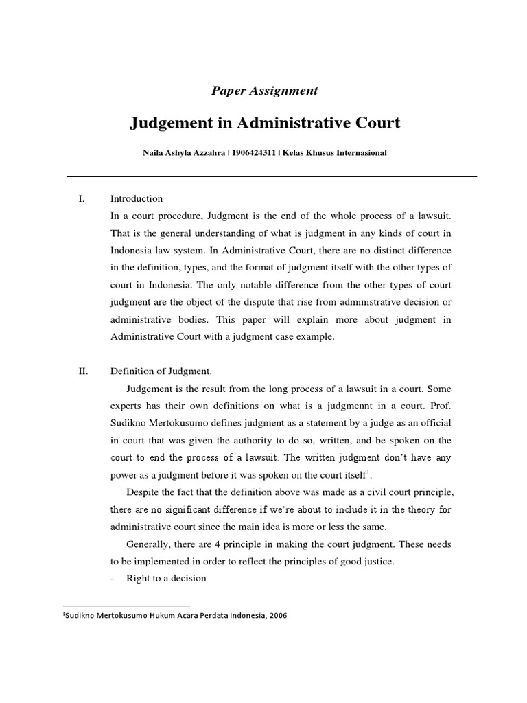 Understanding Judgments in Administrative Court | PDF | Judgment (Law ...
