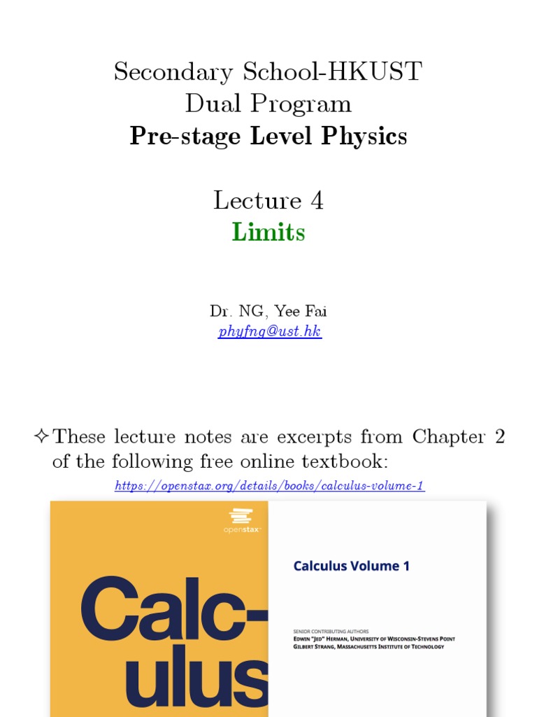 Secondary School-HKUST Dual Program: Pre-Stage Level Physics | PDF ...