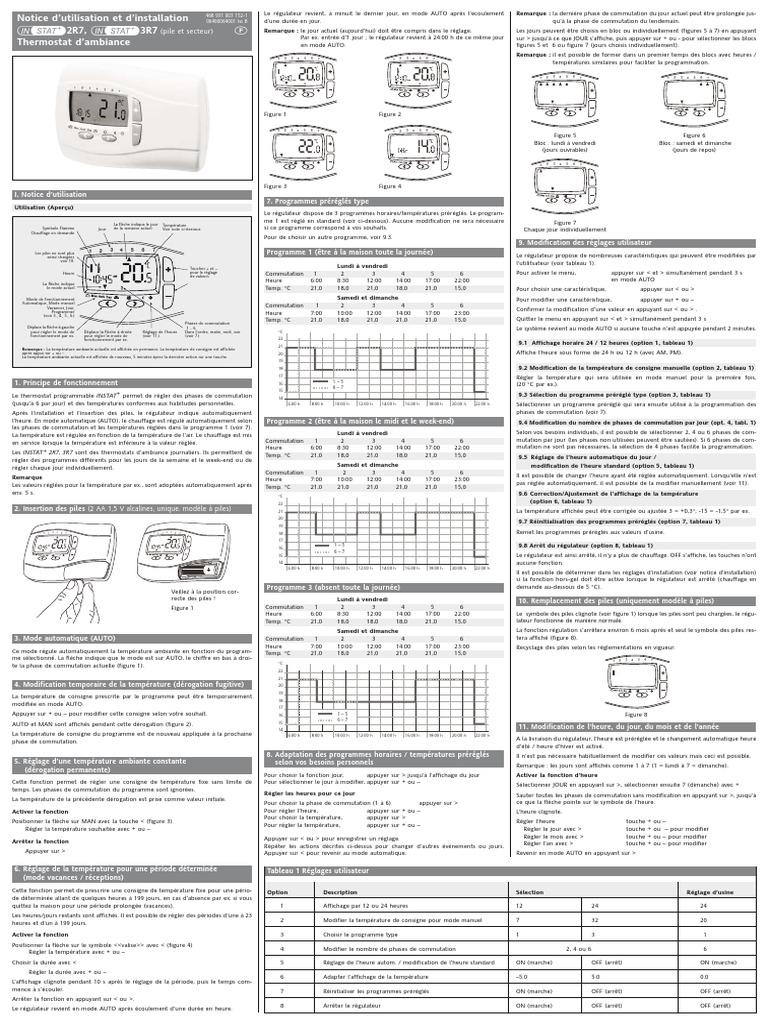 Notice Du Thermostat PDF Thermodynamique Transfert thermique — free download