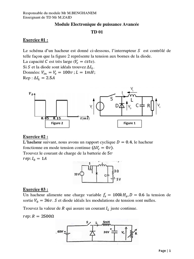 TD Electronique de Puissance Corrigé | PDF | Méthodes et références ...