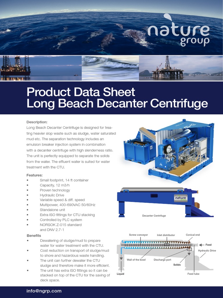 Product Data Sheet Long Beach Decanter Centrifuge Description PDF