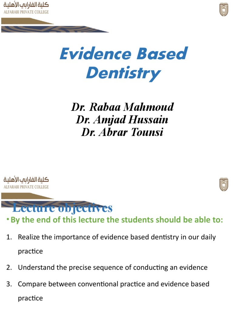 Lecture 6. Evidence Based Dentistry | PDF | Evidence Based Medicine ...