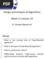 Design and Analysis of Algorithms Week 11 Lecture 19: Dr. Husnain Mansoor Ali