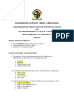 Examinations Council of Health Sciences/Unza: Final Examinations For Diploma in Environmental Sciences FOR