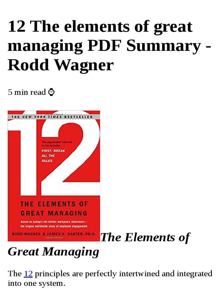 12 THE ELEMENTS OF GREAT MANAGING SUMMARY intelligence overview