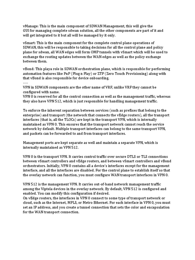 Sd Wan Notes Pdf Virtual Private Network Computer Network