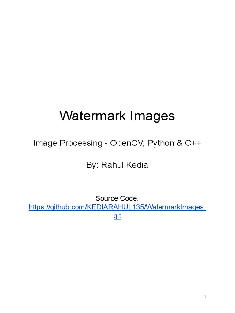 Watermark Images: Image Processing - Opencv, Python & C++ By: Rahul ...