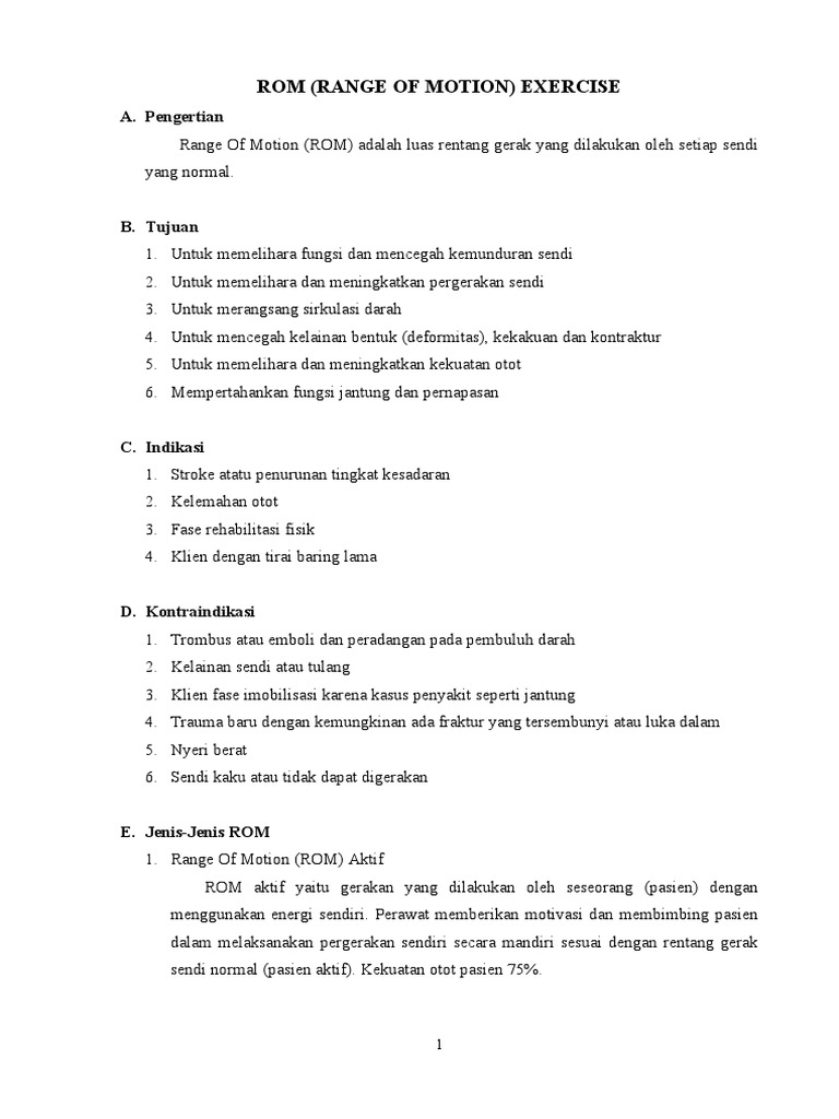 Latihan ROM: Manfaat dan Prosedur | PDF