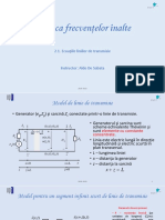 Tehnica Frecvenţelor Înalte: 2.1. Ecuaţiile Liniilor de Transmisie