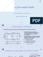 Tehnica Frecvenţelor Înalte: 2.2. Linii de Transmisie Cu Pierderi Mici