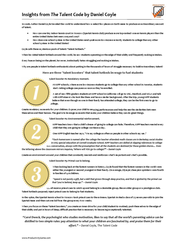 Insights from The Talent Code | PDF | Human Nature | Psychology