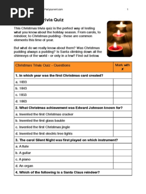 Christmas trivia quiz