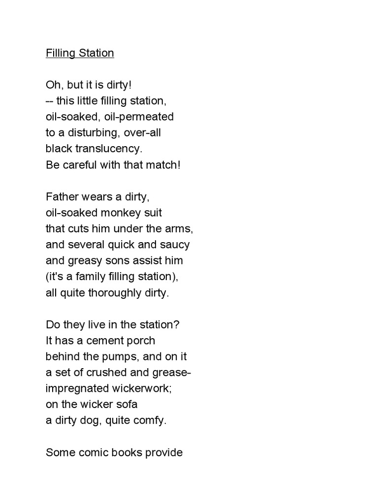 Filling Station Elizabeth PDF Poetry