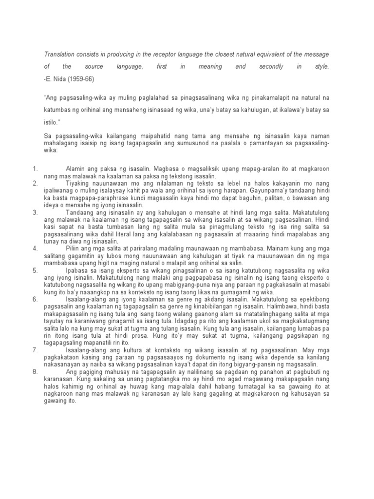 Pagsasalin Wika | PDF