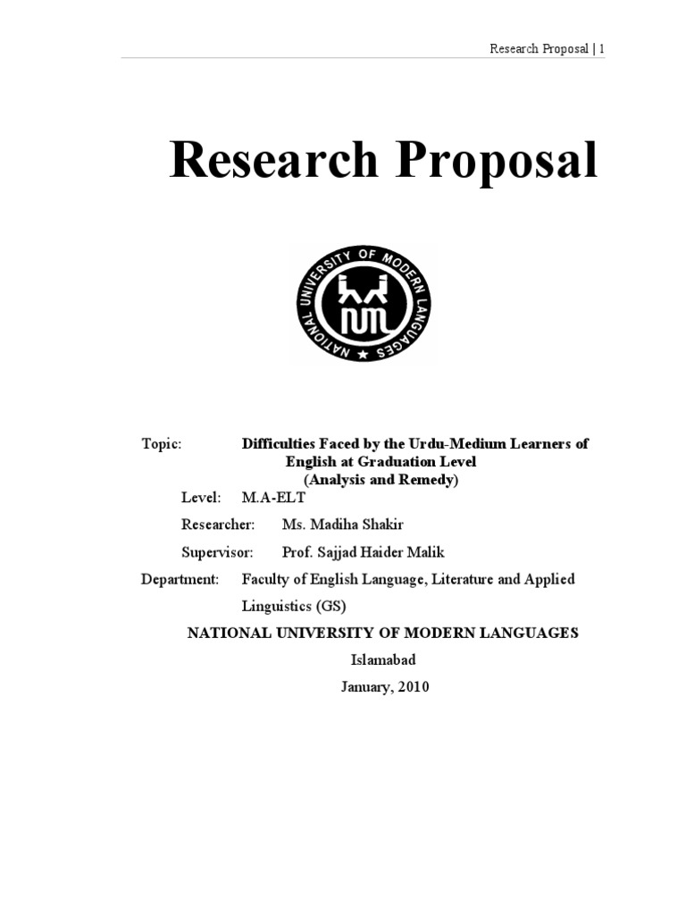 research proposal english definition