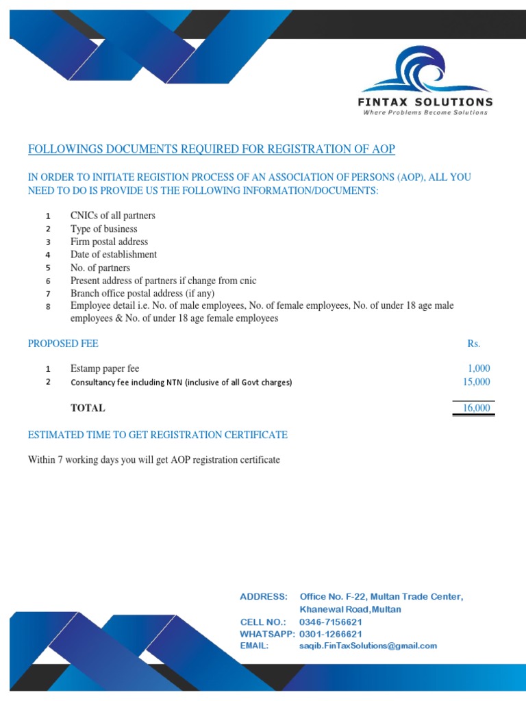 AOP Registration Document Requirements | PDF