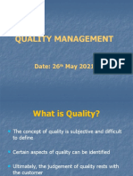 Quality Management: Date: 26 May 2021
