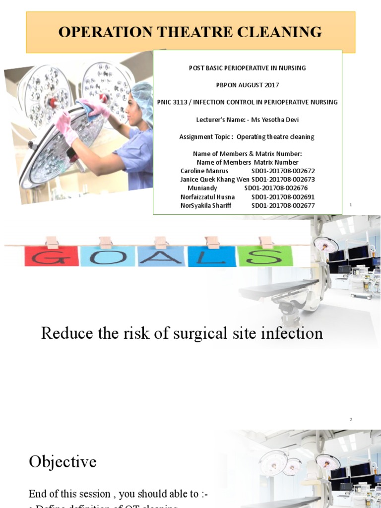 Operation Theatre Cleaning PDF Disinfectant Infection