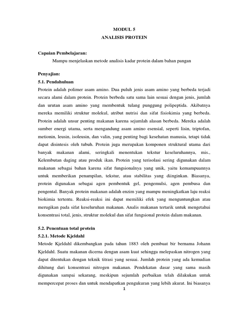 Metode Analisis Kadar Protein Pangan | PDF | Sains & Matematika