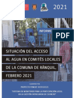 Informe Diagnóstico: Situación Del Acceso Al Agua en Comités Locales de La Comuna de Ránquil. Febrero 2021