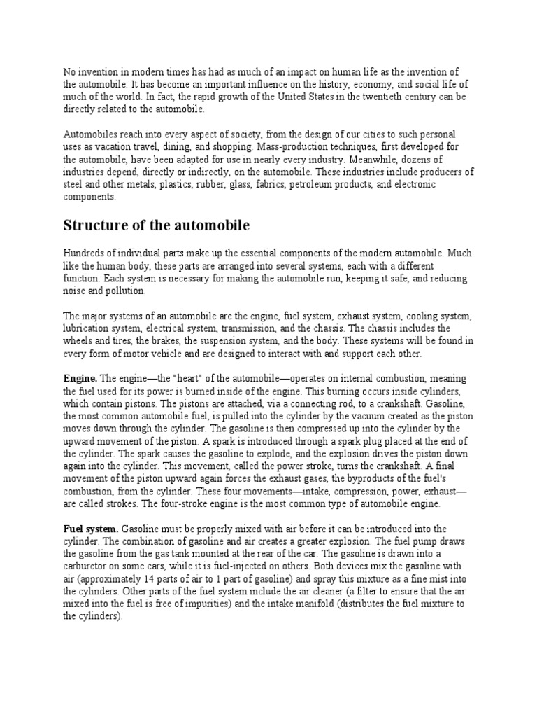 Understanding Automobile Structure and Engine | PDF | Internal ...