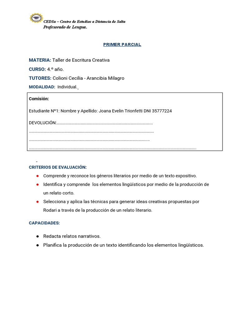 Primer Parcial Escritura Creativa 2021 | PDF | Crecimiento personal y ...