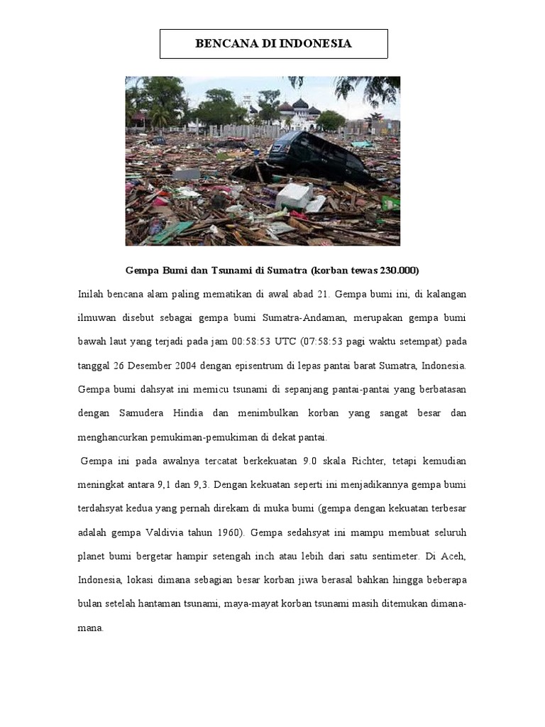 CONTOH BENCANA ALAM DI INDONESIA