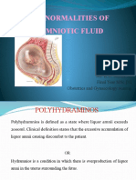 Abnormalities of Amniotic Fluid: Presented by Ms. K.D. Sharon Final Year MSC (N) Obstetrics and Gynaecology Nursing