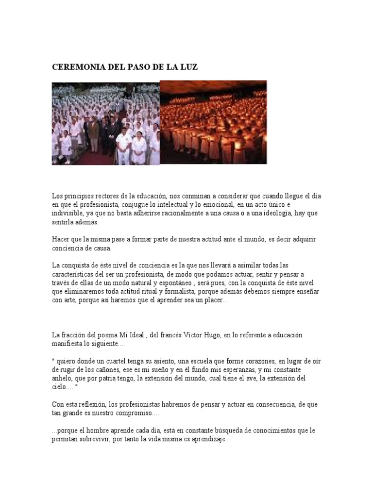 Ceremonia Del Paso de La Luz | PDF | ruiseñor de Florencia | Enfermería