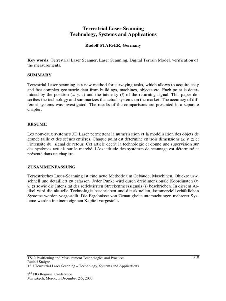 Terrestrial Laser Scanning | PDF | Lidar | Image Scanner