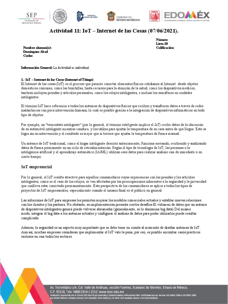 Introducción al IoT y sus Aplicaciones | PDF | Internet de las Cosas ...