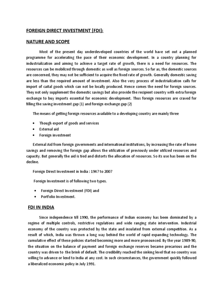 Understanding Foreign Direct Investment | PDF | Foreign Direct ...