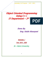 Object Oriented Programming Using C++ IT Department - 2 Leve