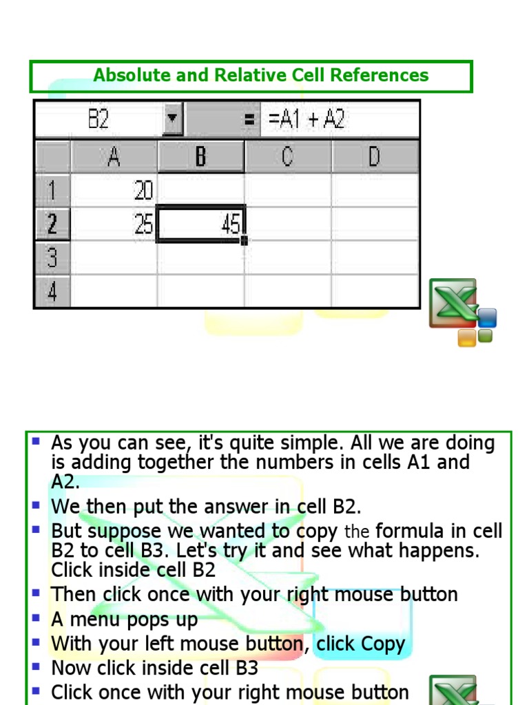 Absolute and Relative Cell References | PDF
