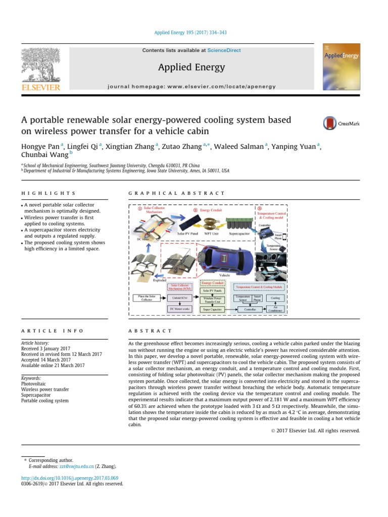 A Portable Renewable Solar Energy-Powered Cooling System Based On ...