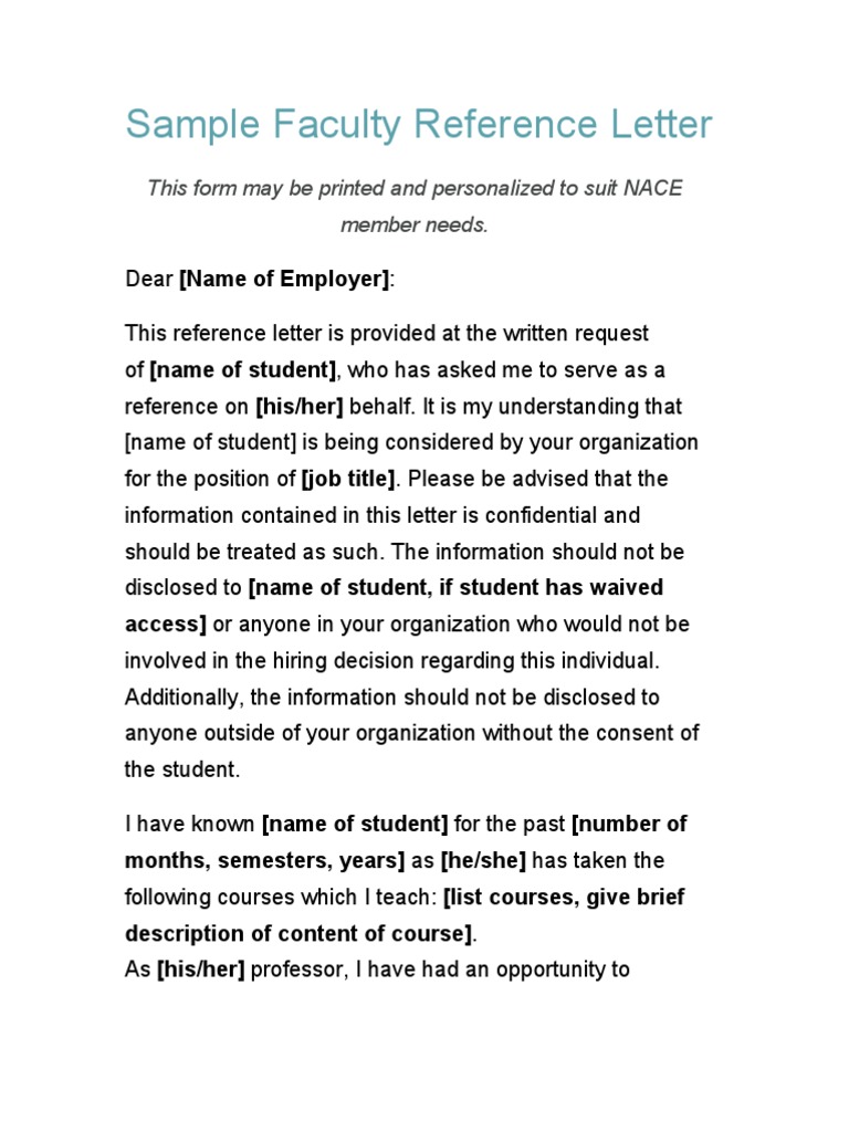 Sample Faculty Reference Letter Guide | PDF | Doctor Of Philosophy ...