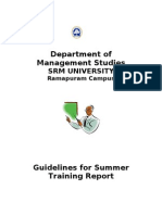 Format For Summer Training Report