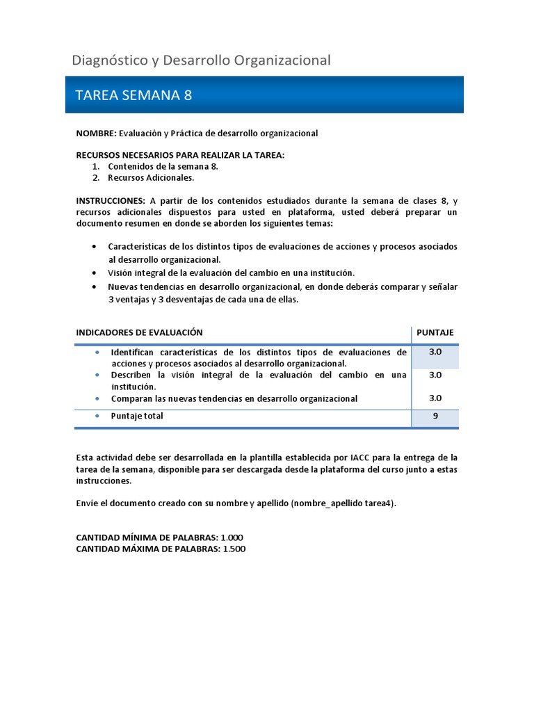 Evaluación en Desarrollo Organizacional | PDF | Crecimiento personal y ...