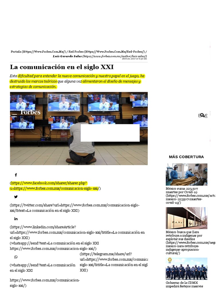 01a Salas L 2017 La Transformación De La Comunicación En El Siglo